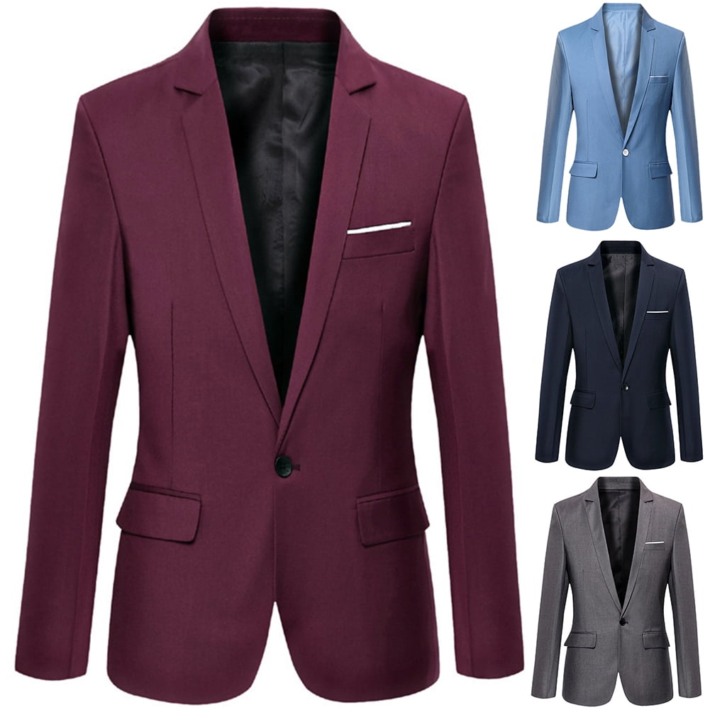 Mens Business Blazer Suit Jacket One Button Slim Fit Sport Coat Mens Business Blazer Suit Jacket One Button Slim Fit Sport Coat