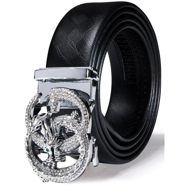 Cinturón Barry.Wang Ratchet con hebilla automática con diamantes de imitación de dragón