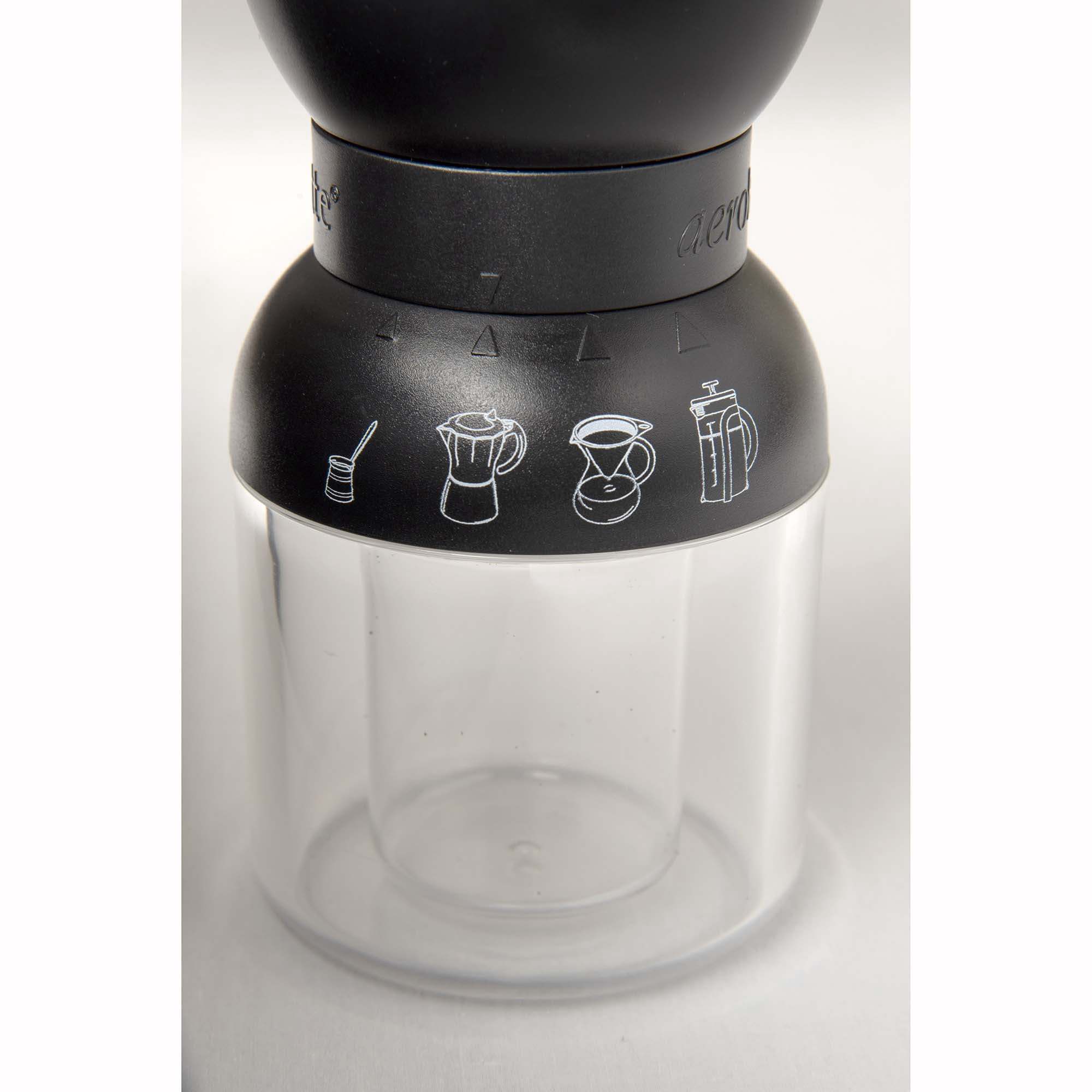 Aerolatte Precision Burr Coffee Grinder, Glass with Ceramic Mechanism, 1-Cup Capacity