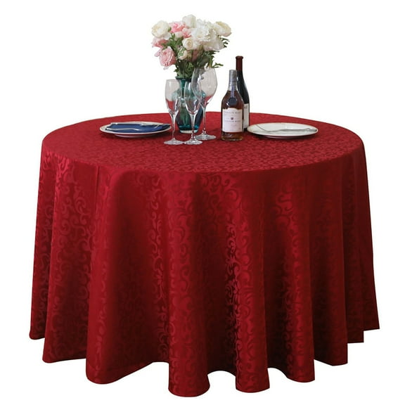 Yesbay Tablecloth Tear Resistant No Fading Polyester Washable Round Tablecloth for Kitchen,Wine Red
