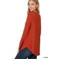 thumbnail image 3 of Zenana Plus Size Relaxed Fit Long Sleeve Round Neck & Hem Jersey Tee Shirt Top, 3 of 4