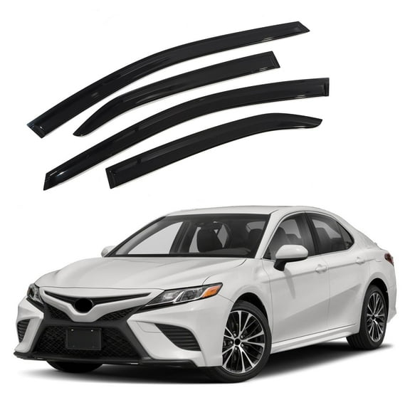 Window Visor Vent Rain Guards Side Outside Mount, 4PCS Fits 2018 2019 2020 2021 2022 2023 Toyota Camry Clip-on Black Trim Smoke