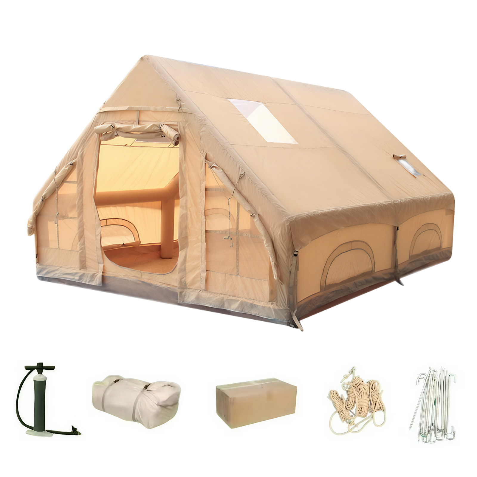 golytefs Inflatable Tent with Pump Glamping Camping Tents House Waterproof Windproof for Outdoors