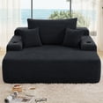 thumbnail image 3 of Leumius Boneless Couch, Lounge Chair corduroy with Wide Armrest & Throw Pillows, Cozy Boneless Sleeper Sofa Bed Armchair with Cup Holder for Living Room, Bedroom, No Assembly Required,Black, 3 of 9