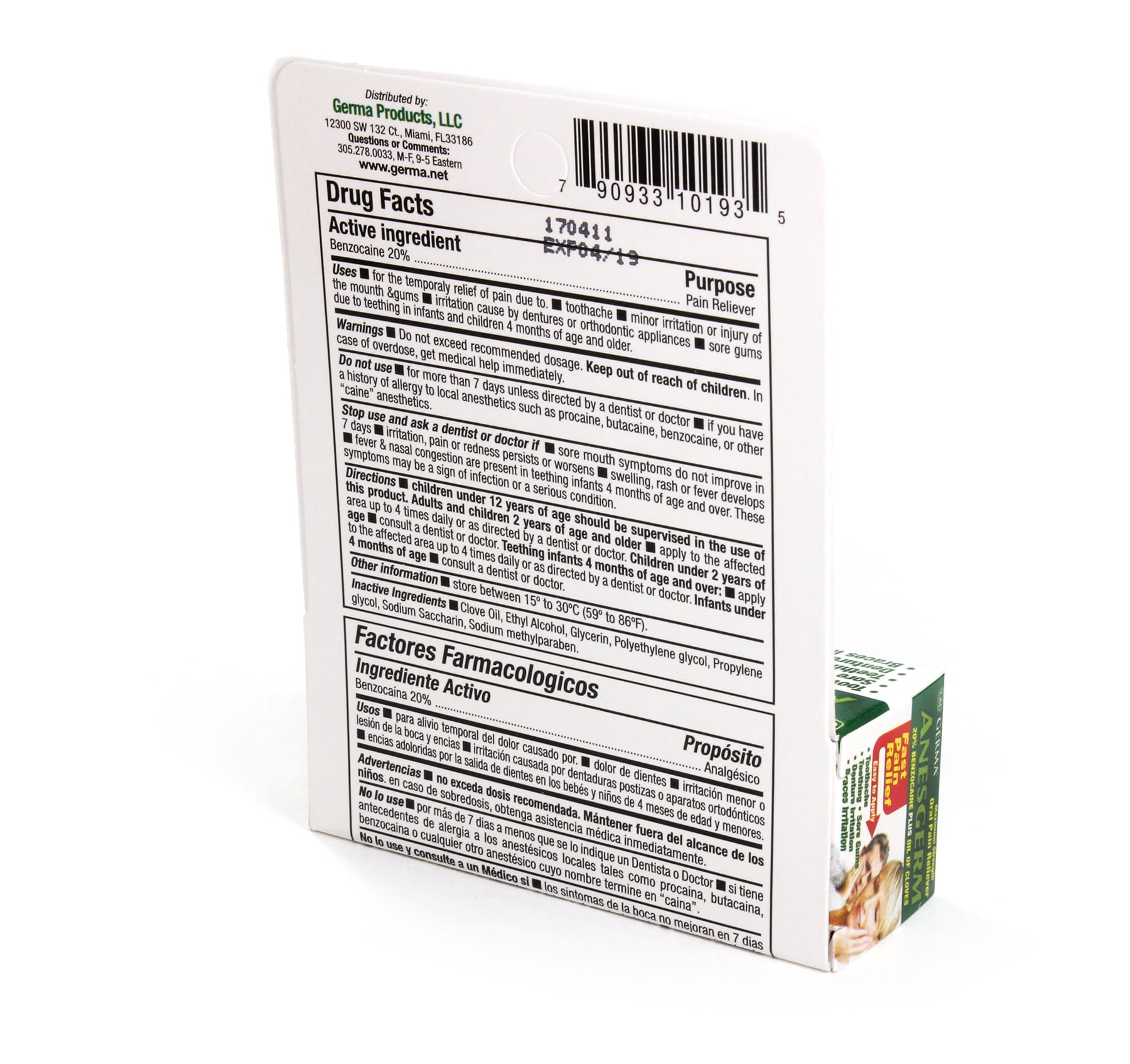 Germa® Anesgerm / La Muela (rapido alivio al dolor de muela) - 0.5oz