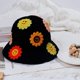 thumbnail image 5 of Sombrero de cubo de ganchillo floral de ganchillo Sombrero de ala ancha plegable multicolor Gorra fresca, 5 of 5