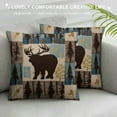thumbnail image 3 of COMIO  Rustic Bear Moose Vintage Patchwork Blue Throw Pillow Case Decorative Home Bedroom Boys Room Kids Room Cushion Cover,Sofa Bed Couch Decor, Wild Animals Lovers Kids, 3 of 5