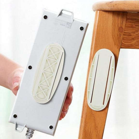 KONTONTY Sticky-Back Cord Organizer Wall-Mounted for Office White Abs