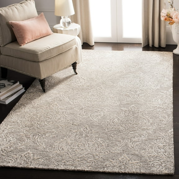 SAFAVIEH Glamour Tiana Damask Area Rug, Grey/Ivory, 5' x 8'