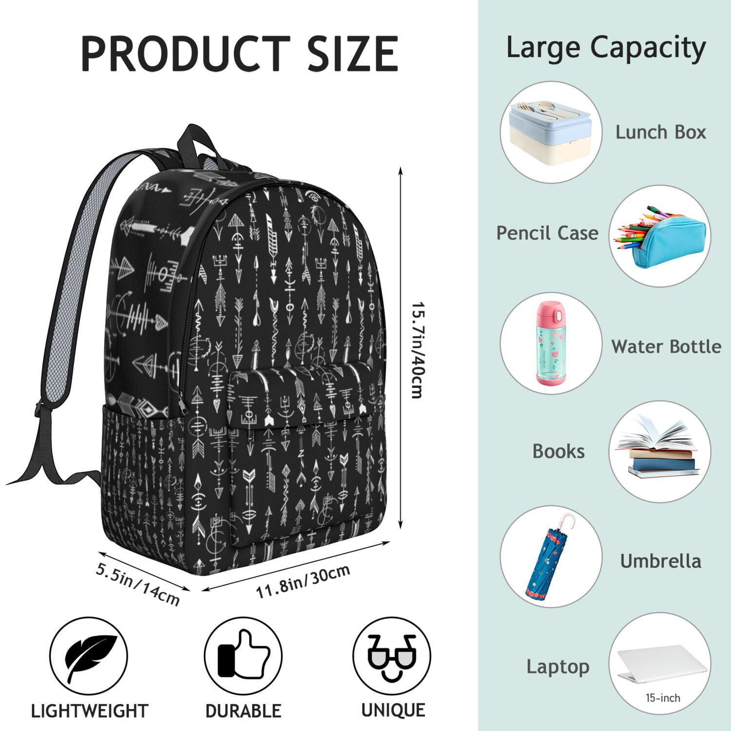Floral Pattern Laptop Backpack for Girls, Boho Chic School Bag with Double Zipper and Large Capacity Compartments