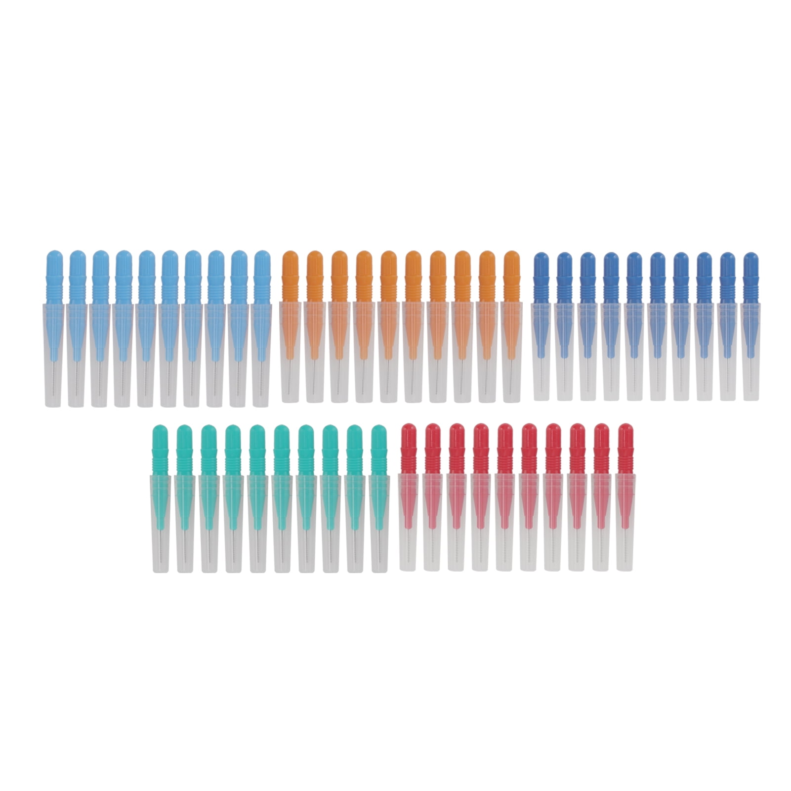 BIMZUC 50 Pcs Interdental Brushes, Tight Tooth Spacing Floss Cleaners for Plaque Removal, Oral Dental Health Picks & Tools (Red, Blue, Yellow, Green) 5.5 inches / 14 cm Length