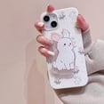 thumbnail image 5 of Cream White Floral Bunny Phone Case for iPhone 13 Pro, Cute Korea 3D Rabbit Tulip Flower Cartoon Case with Rabbit Hold Stand for Women Girls, 5 of 12