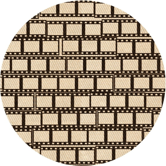 Ahgly Company Machine Washable Indoor Round Transitional Deep Peach Orange Area Rugs, 8' Round