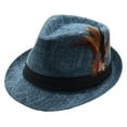thumbnail image 2 of SILVERFEVER Fedora Hat with Feathers Gatsby Holiday Octoberfast Bavarian Alpine Trlbe Dress Up Hats Dark Blue, 2 of 13