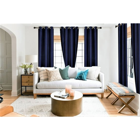 Navy Blue 1-Piece Adam Solid Blackout Grommet-Top Window Curtain Panel 37" W X 63" L