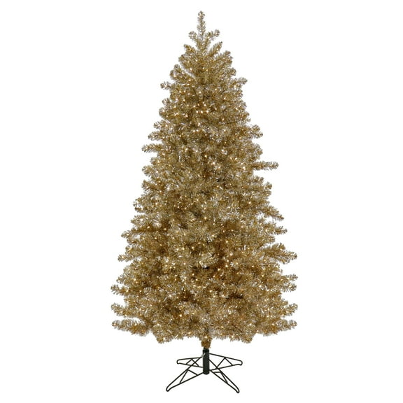 National Tree Company 7.5 ft. Pre-Lit Artificial Christmas Tree, Platinum, Tinsel, 1250 Warm White LED Rice Lights, Includes Stand