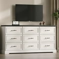 thumbnail image 6 of FANRAL 9 Drawers Dresser for Bedroom,Wood Rustic Storage Cabinet Chest of Drawers,Farmhouse Large Drawers with Metal Handles,White Dresser, 6 of 6