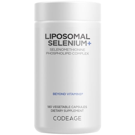 Codeage Selenium 200 mcg Supplement, 6-Month Supply, Immune Support, Mineral Cofactor Selenomethionine, Phospholipids, Vegan, Liposomal Delivery, 180 Capsules