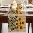 thumbnail image 3 of Farmhouse Sunflowers 36 Inch Table Runner, Vintage Botanical Floral Wooden Farmhouse Dresser Scarf Cotton & Linen Tablerunner for Dining/Kitchen Island/Holiday Party Décor Small 13" x 36", 3 of 9