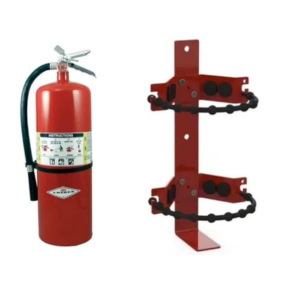 Amerex A411 20lb ABC Dry Chemical Fire Extinguisher with 864 Heavy Duty Rubber Strap Wall Bracket