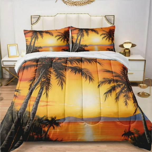 Coconut Trees At Sunset (5) Comforter Set Bedding Set Duvet Set Set 3pcs Twin Size