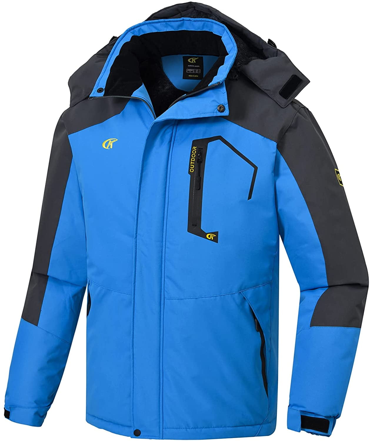 Tyhengta Men's Waterproof Ski Jacket Warm Winter Snow Coat Mountain Windbreaker Hooded Raincoat Blue XXL