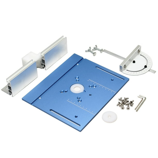 Mesa de recortado de la máquina Máquina de grabado C8 Juego de placas invertidas Placa de superficie de fresado de aleación de aluminio con respaldo y regla de empuje Accesorio de carpintería