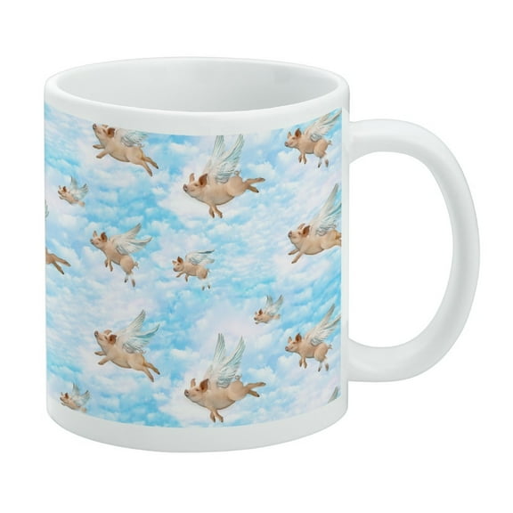 Pigs Could Fly Flying Clouds Sky Pattern White Mug