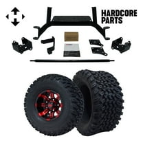 Hardcore Parts 6" Drop Axle Lift Kit for EZGO MPT/WORKHORSE 1200 (2001.5-2013) Golf Cart with 10" Red/Black 'TEMPEST' Wheels and 22"x11"-10" DOT rated All-Terrain tires
