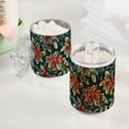 thumbnail image 2 of Yayeee 2 Pack Qtip Holder Bathroom Cotton Swab Canister with Lid Clear Dispenser Set, Retro Christmas Poinsettia, 2 of 6