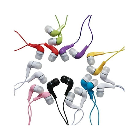 JustJamz Kids (10 Pack) Jelly Roll Colorful In-Ear Earbud Headphones Earphones for School, Classrooms, Library - Assorted
