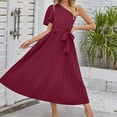 thumbnail image 3 of Vestidos de playa para mujer Vestidos casuales con cuello de un hombro para cóctel (Rojo vino S) FLhrweasw Para estrenar, 3 of 8