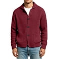 thumbnail image 2 of Josdec Men Waffle Knit Lapel Cardigan Jacket, Solid Color Long Sleeve Button Front Outerwear, Casual Fall Winter Layering Tops S-5XL, 2 of 5