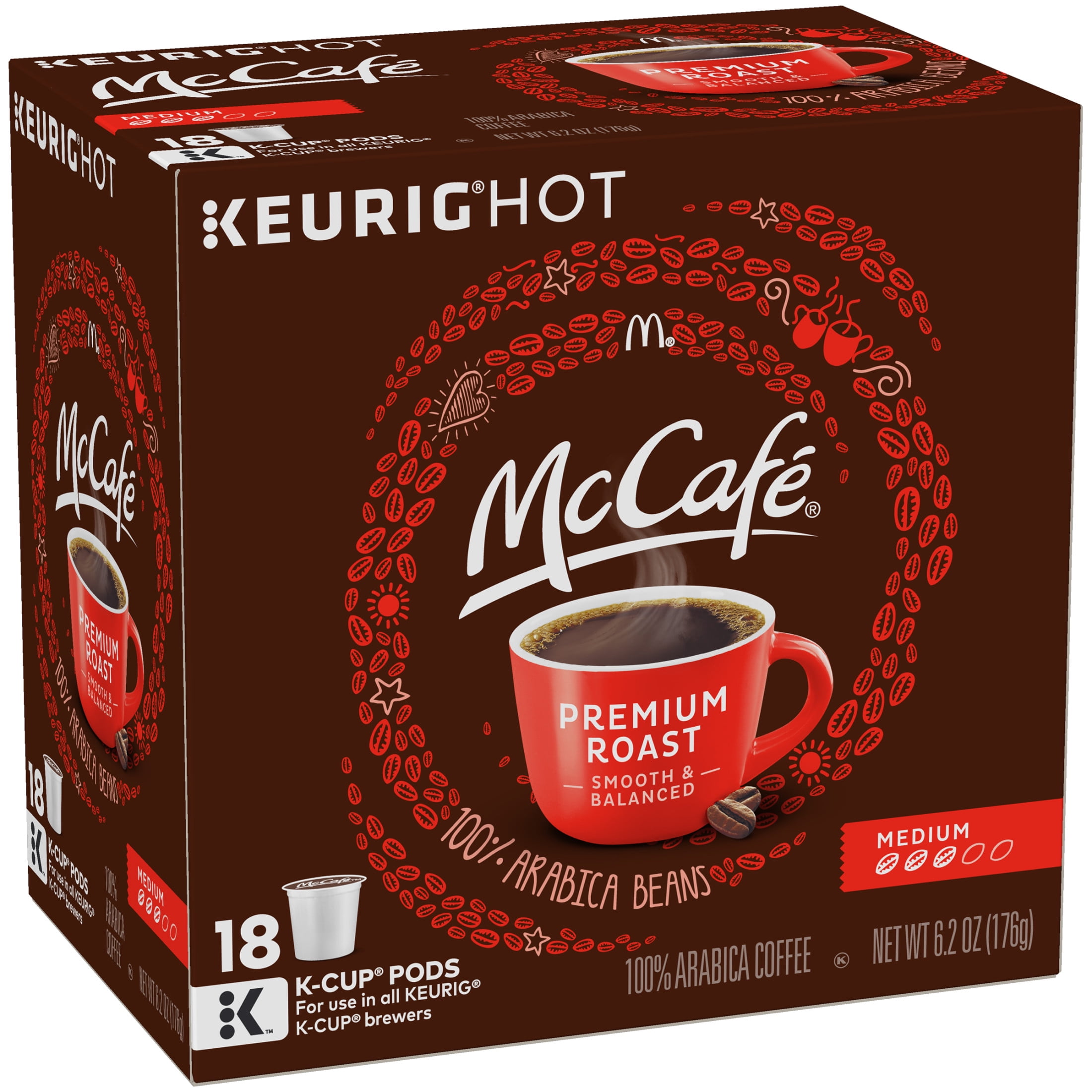 McCafe Premium Roast Medium Coffee K-Cup Pods, Caffeinated, 18 ct - 6.2 oz Box