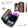 thumbnail image 3 of Dteck Detachable Magnetic Case for iPhone 13 Mini, RFID Blocking Multifunction Wallet for Women Zipper Long Purse with Removable Wristlet,Black, 3 of 6