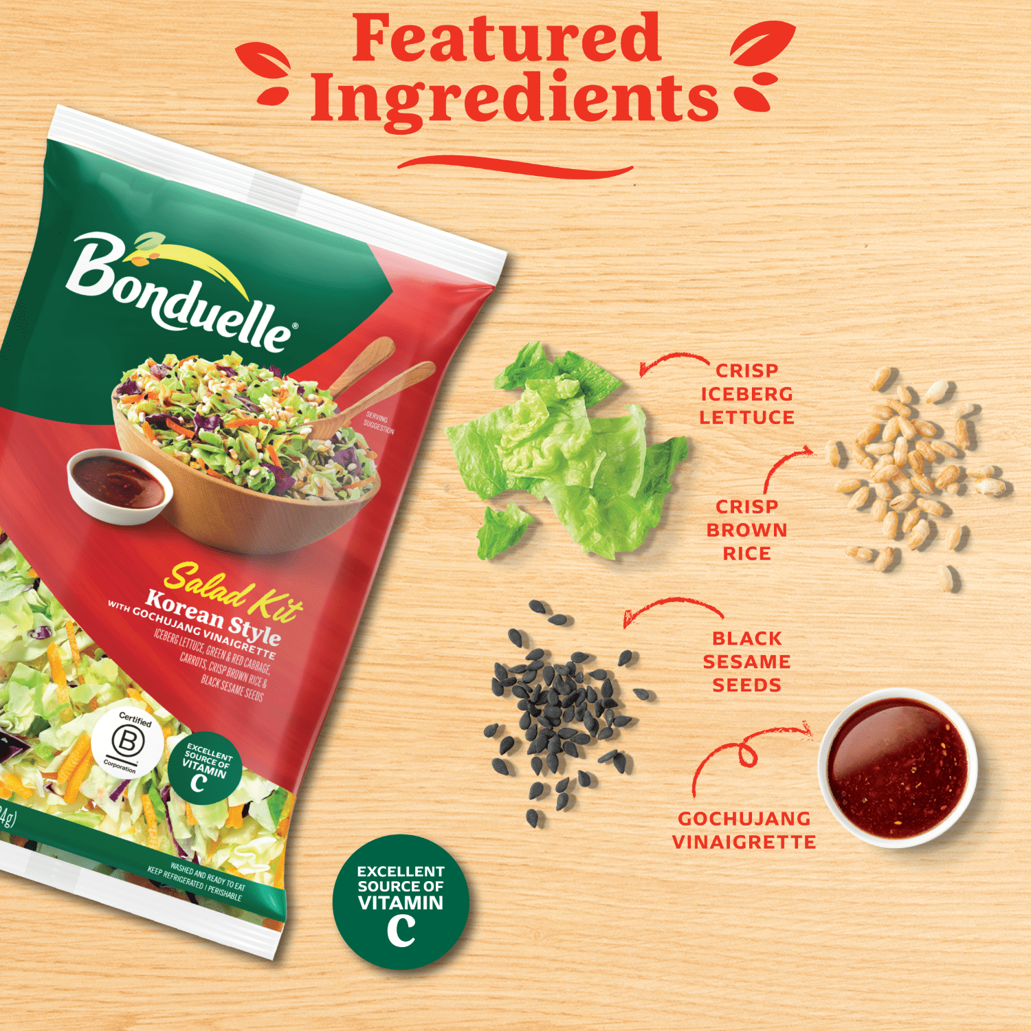 Bonduelle Korean Style Salad Kit, 10 oz Bag, Fresh