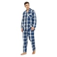 thumbnail image 3 of GLOBAL Mens Yarn Pajama Set 100% Cotton, Long Sleeve Button Down PJ Set for Men Plaid Men's Sleepwear, Sizes S-3XL, 3 of 5