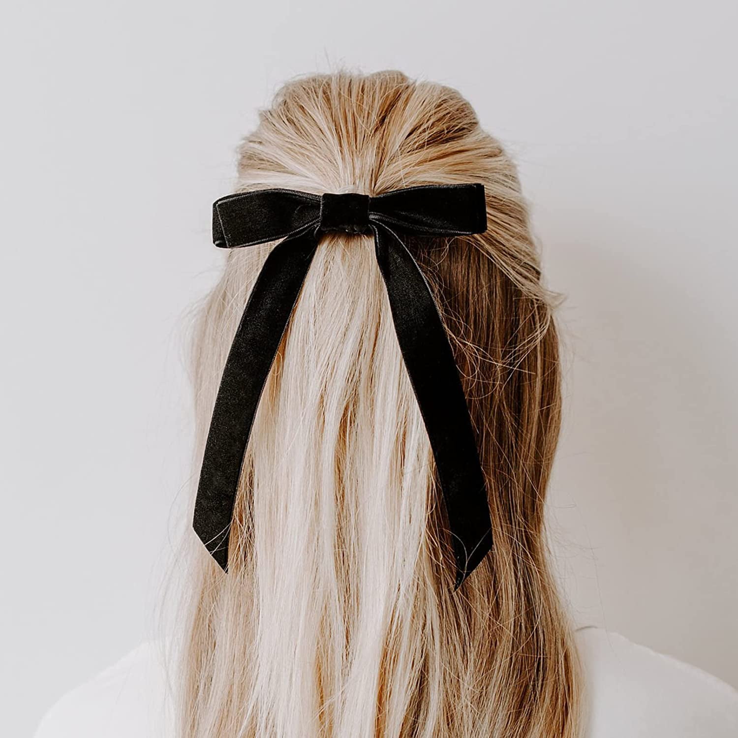 2PCS Black Velvet Bows Girls Hair Clip Ribbon Accessories for Baby Toddlers  Teens Kids 