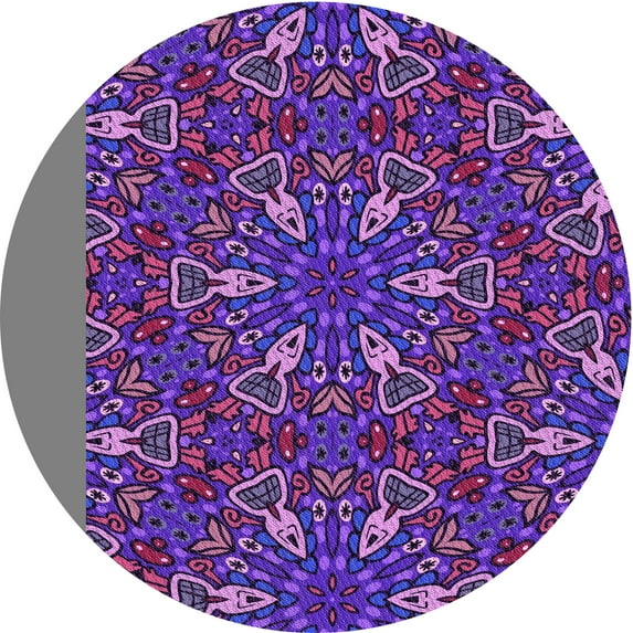 Ahgly Company Machine Washable Indoor Round Transitional Indigo Purple Area Rugs, 5' Round