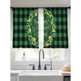 thumbnail image 2 of St Patricks Day Sheer Curtains 45 Inch Length 2 Panels Set Window Treatments, Spring Gold Coin Green Shamrock Plaid Rod Pocket Semi Curtains for Living Room/Bedroom/Kitchen Décor, 104"W x 45"L, 2 of 7