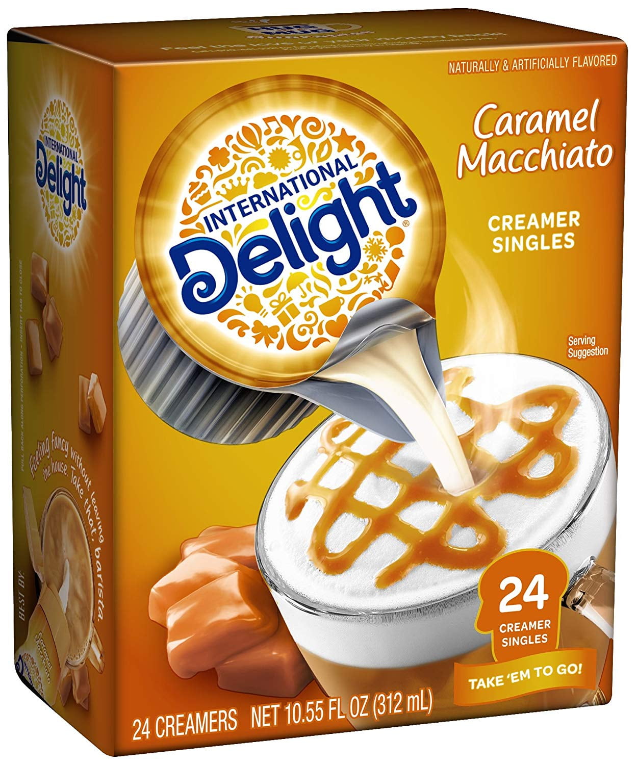 International Delight Caramel Macchiato Single Serve Coffee Creamers 24 Count Pack Of 6 Shelf Stable Non Dairy Flavored Coffee Creamer Great For Home Use Offices Parties Or Group Events Walmart Com Walmart Com
