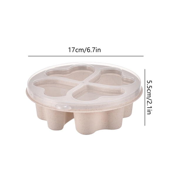 Rkxzt Snack Box Heart-Shaped Snack Box with Lid 4 Compartment Plastic Food Storage Container 6.69x6.69x2.16"Stackable Bento Lunch Box Kitchen