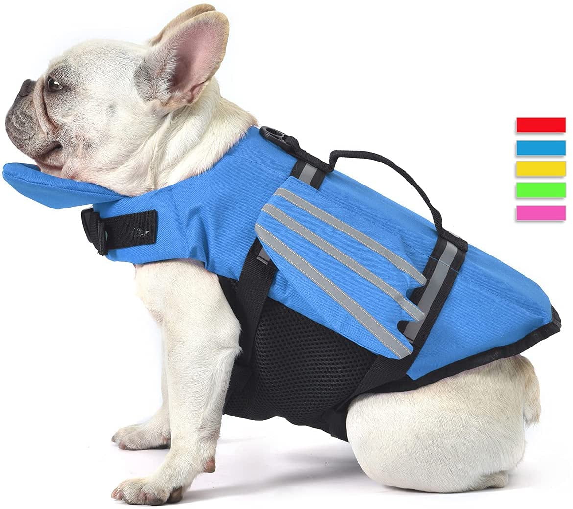 Pet Safety Swimsuit Preserver for Swimming Dog Life Jacket Lifesaver Vests with Rescue Handle for Small Medium and Large Dogs Beach Boating Mermaid Hot Pink Portable Dog Swimming Jacket Vest 
