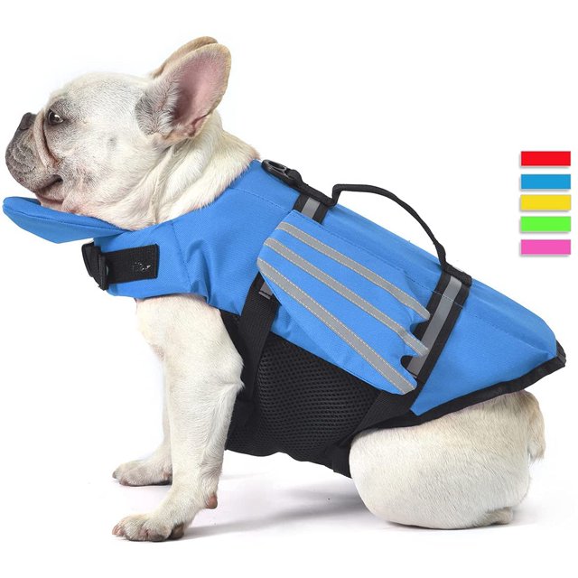 Dog Life Jacket, Pet Life Vest, Dog Flotation Lifesaver Preserver Swimsuit with Handle for Swim, Pool, Beach, Boating, for Puppy Small, Medium, Large Size Dogs(Blue,L)