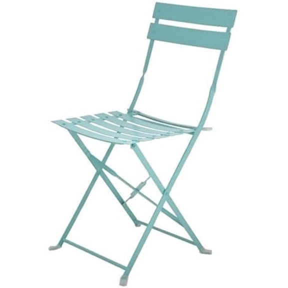 Set of 2 Folding Metal Bistro Chair in Teal$$Garden & Patio