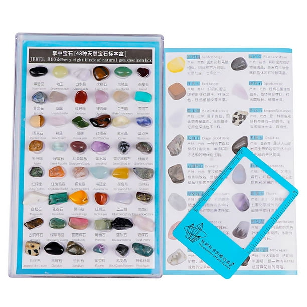 48 Piezas de de Ciencia de de Rocas Y Minerales para Niñas azul Sunnimix Cristal de piedras preciosas para niños