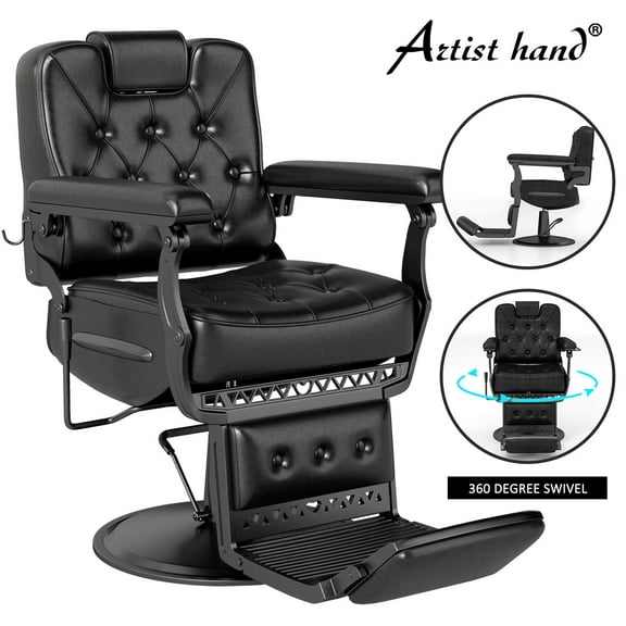 Artist Hand Vintage Black Salon Chair Heavy Duty Hydraulic Barber Chair for Hair Stylist