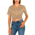thumbnail image 4 of cocolona Womens Crop Tops Summer Casual Crew Neck Short Sleeve Shirts Fashion Solid Color Loose Blouses Basic Tees, 4 of 7
