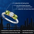 thumbnail image 2 of Gem Stone King 925 Silver and 10K Yellow Gold White Moissanite and Green Peridot Engagement Ring for Women | 1.60 Cttw | Round 5MM | Gemstone Birthstone | Size 6, 2 of 7
