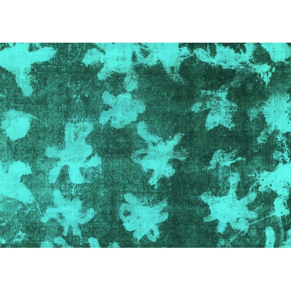 Ahgly Company Indoor Rectangle Abstract Turquoise Blue Modern Area Rugs, 7' x 10'